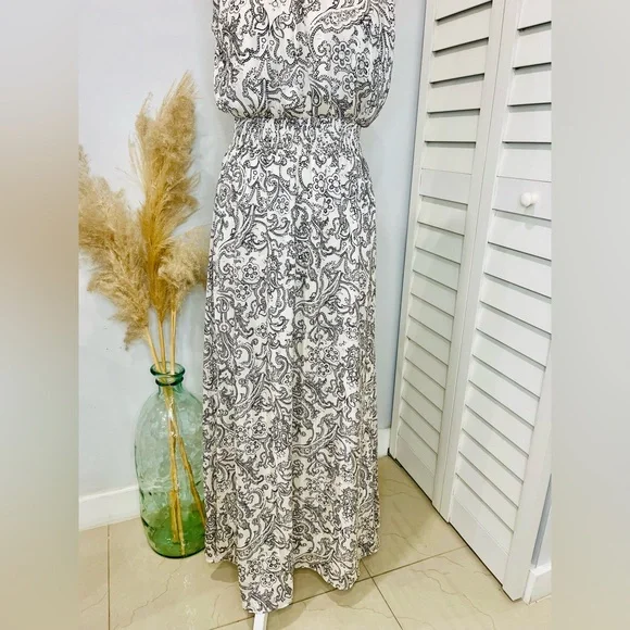 Vince Camuto • Women’s Elegant Ivory Paisley Halter Maxi Dress XS NWOT - Picture 11 of 14